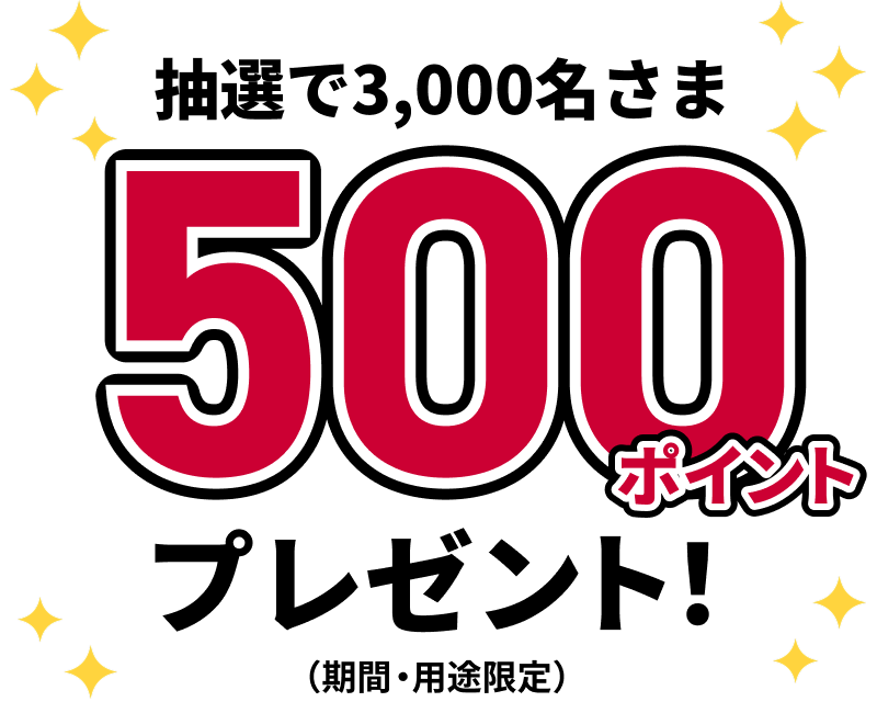 抽選で3,000名さま 500ポイントプレゼント（期間・用途限定）