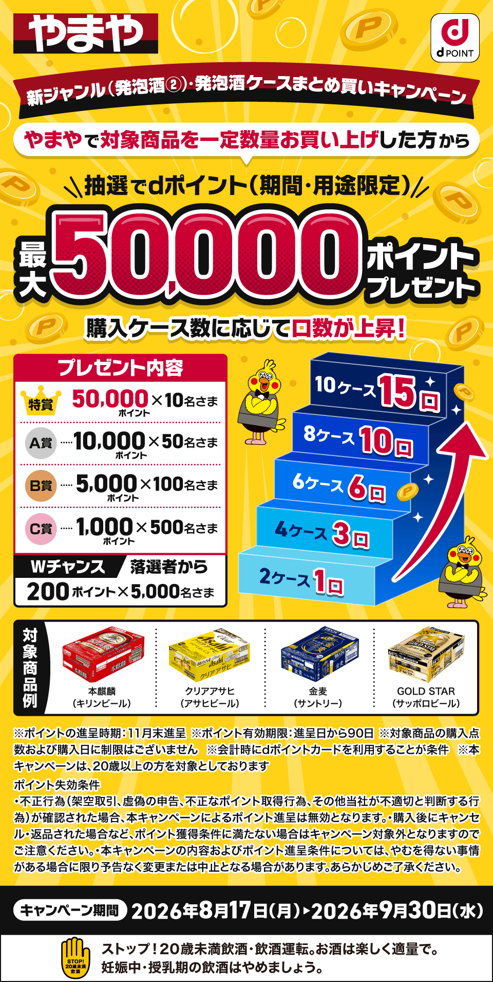dポイントクラブ】やまやで対象商品まとめ買い！最大50,000pt当たる