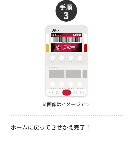 手順3 ※画像はイメージです ホームに戻ってきせかえ完了！