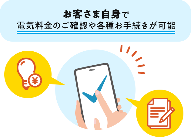 お客さま自身で電気料金のご確認や各種お手続きが可能