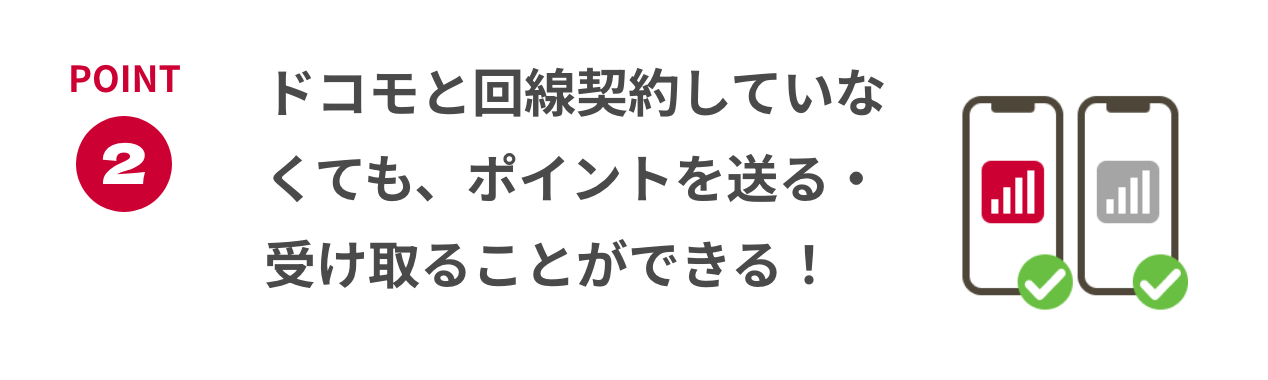 POINT2 : ドコモと回線契約していなくても、ポイントを送る・受け取ることができる！