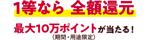 1等なら 全額還元 最大10万ポイントが当たる！（期間・用途限定）