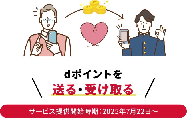 dポイントを送る・受け取る サービス提供開始時期 2025年7月22日～