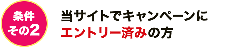 条件その2 当サイトでキャンペーンにエントリー済みの方