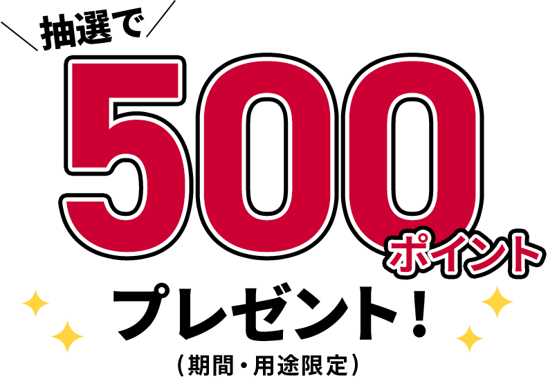 抽選で500ポイントプレゼント！（期間・用途限定）