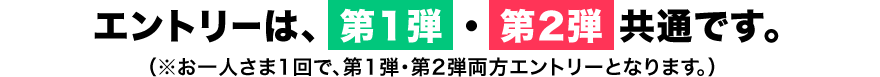 エントリーは、第1弾・第2弾共通です。(※お一人さま1回で、第1弾・第2弾両方エントリーとなります。)