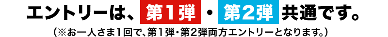 エントリーは、第1弾・第2弾共通です。（※お一人さま1回で、第1弾・第2弾両方エントリーとなります。）