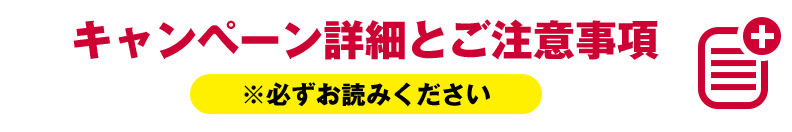 キャンペーン詳細とご注意事項 ※必ずお読みください