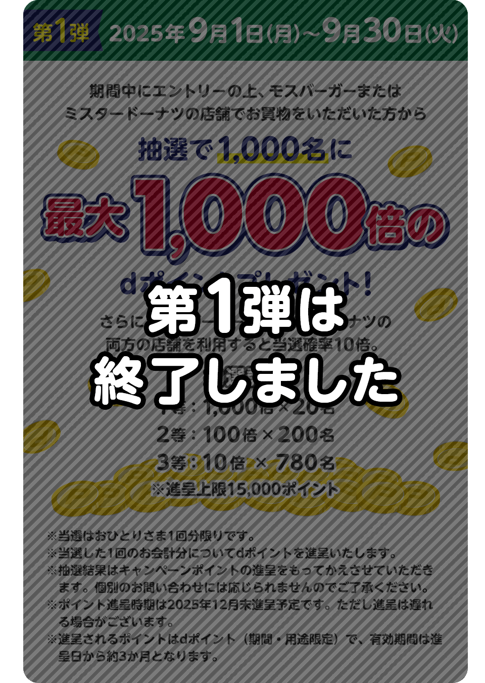 第1弾は終了しました