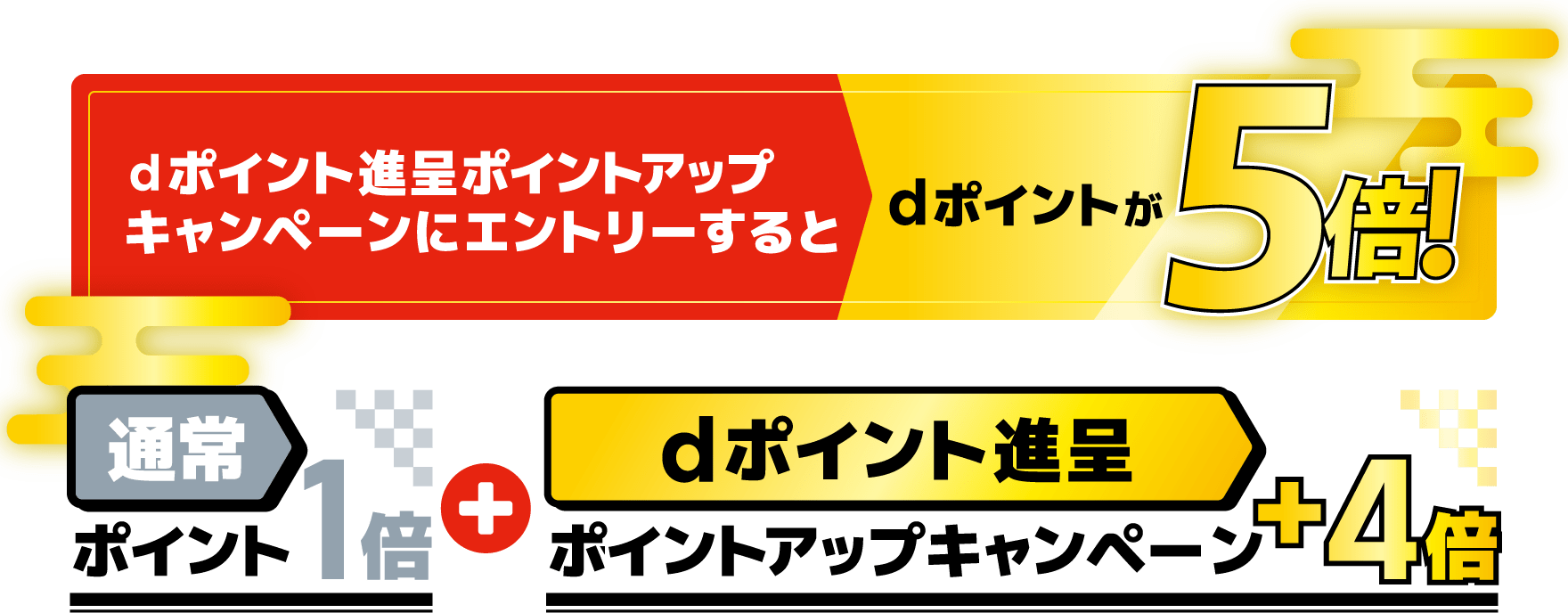 dポイント進呈ポイントアップキャンペーンにエントリーするとdポイントが5倍！ 通常ポイント1倍 ＋ dポイント進呈ポイントアップキャンペーン ＋ 4倍