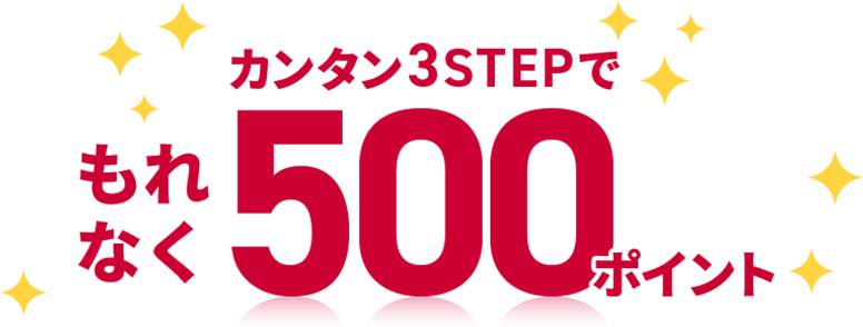 カンタン3STEPでもれなく500ポイント