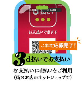 条件3：d払いでお支払い：お支払いにd払いをご利用（街のお店orネットショップで）