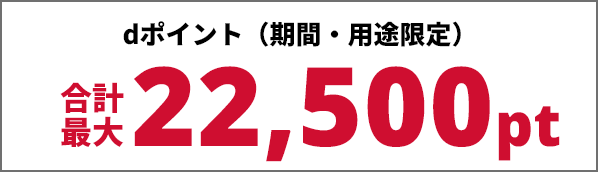 dポイント（期間・用途限定）合計最大22,500pt